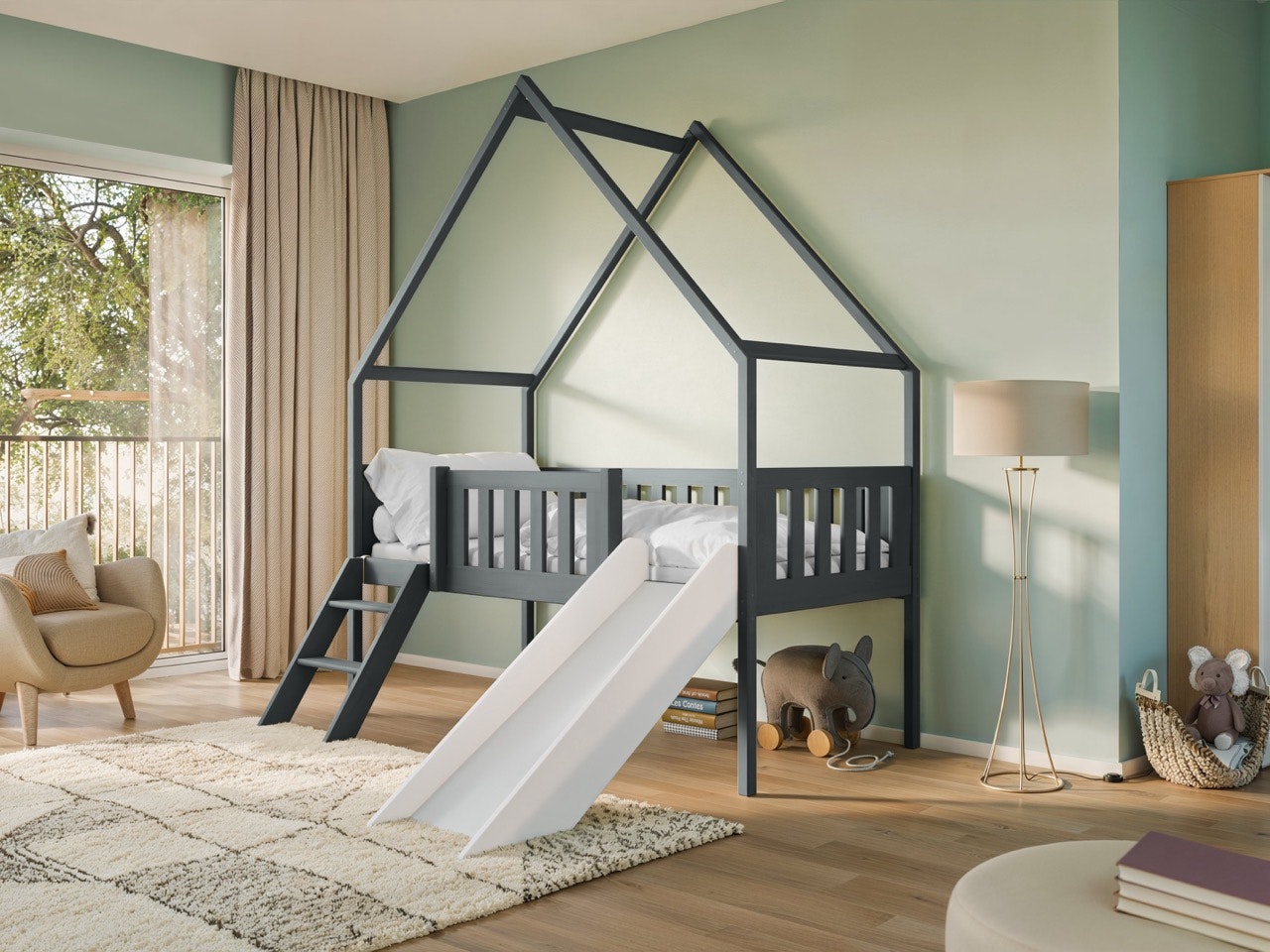 Husseng Stella med rutsjebane - 80x180 cm, Antracit