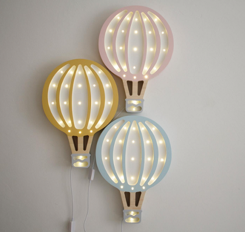 Little Lights Lampe til børneværelset, Lyserød varmluftballon