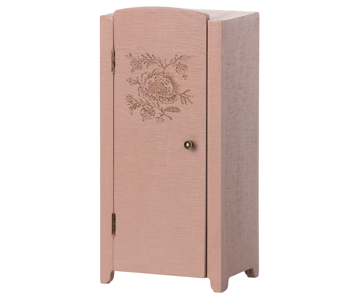 Maileg, vintage garderobe i træ, lys rosa