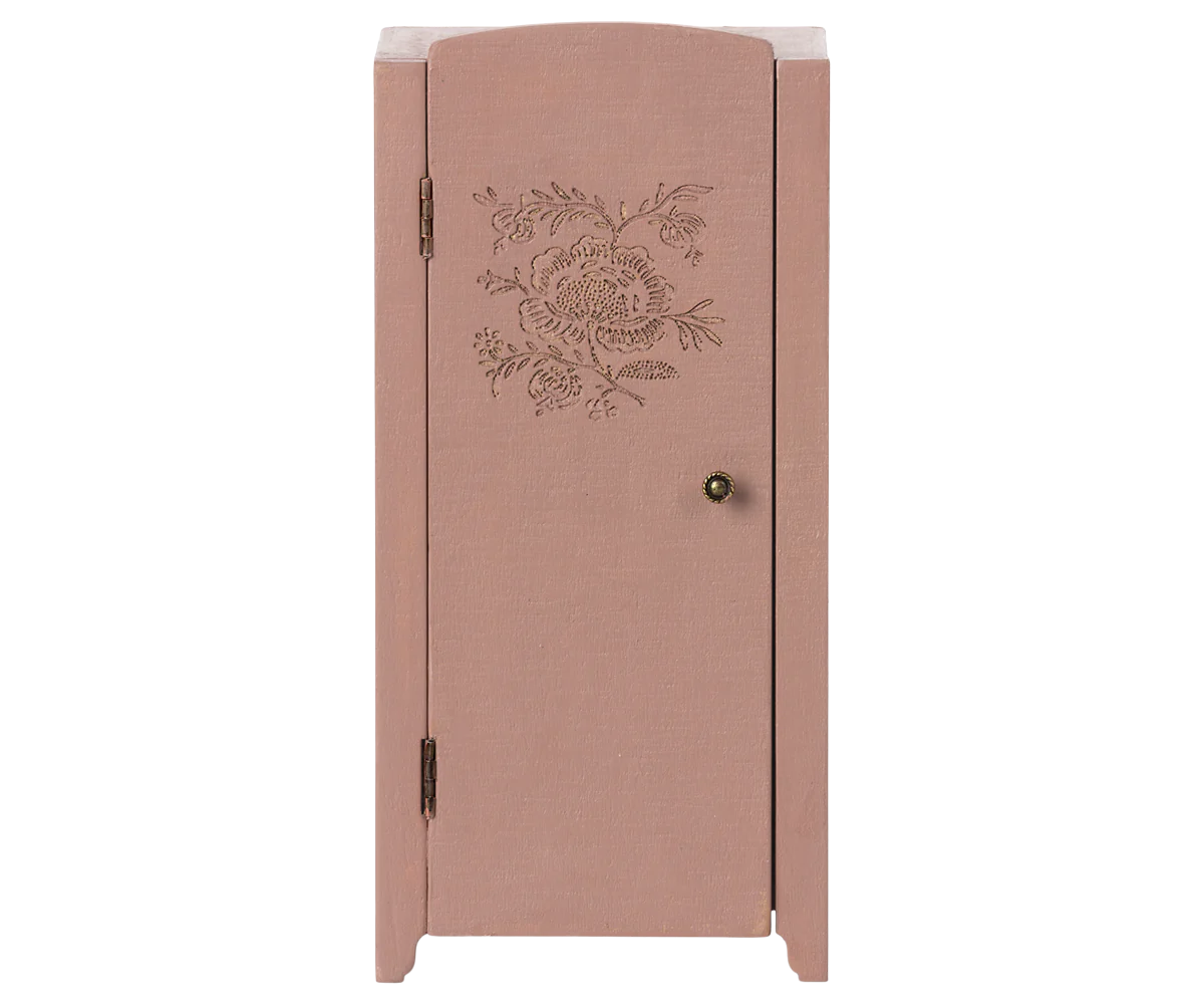 Maileg, vintage garderobe i træ, lys rosa