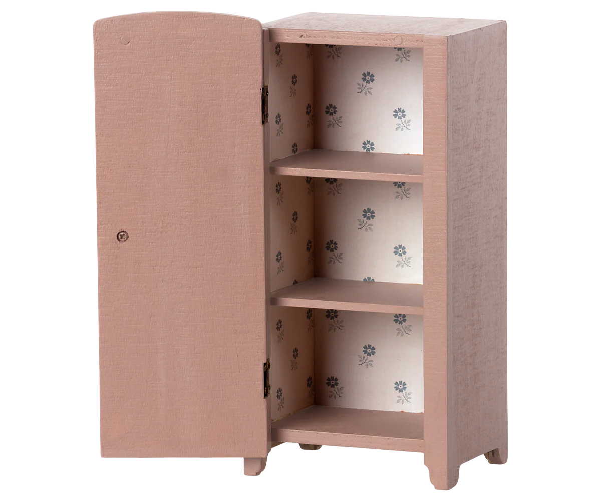 Maileg, vintage garderobe i træ, lys rosa