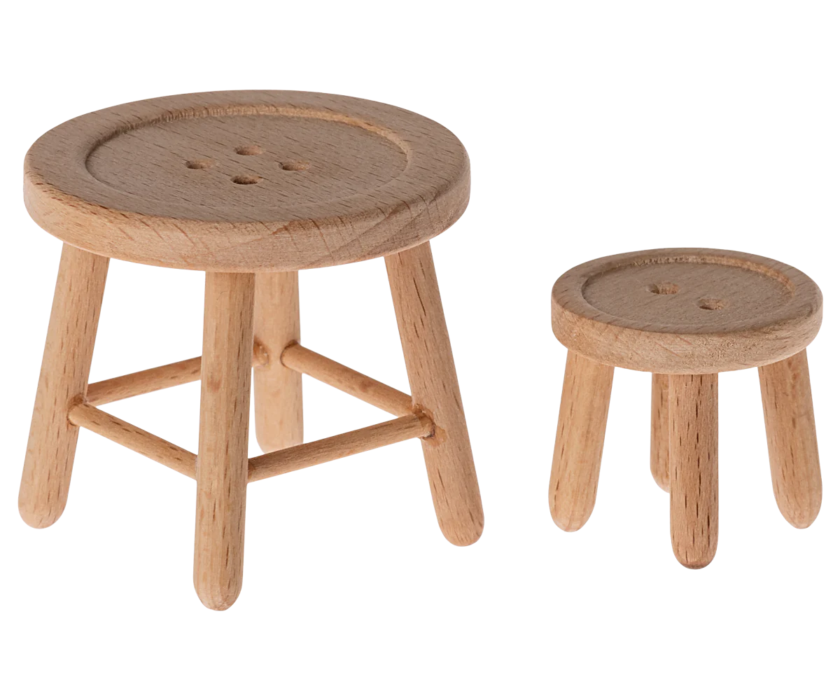 Maileg, minibord og skammel