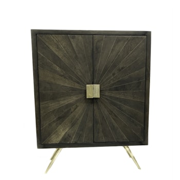 Wooden tall cabinet with brass sunburst