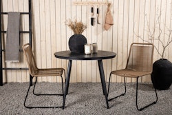 BREAK & LINDOS Matbord ⌀90 + Matstolar Brun
