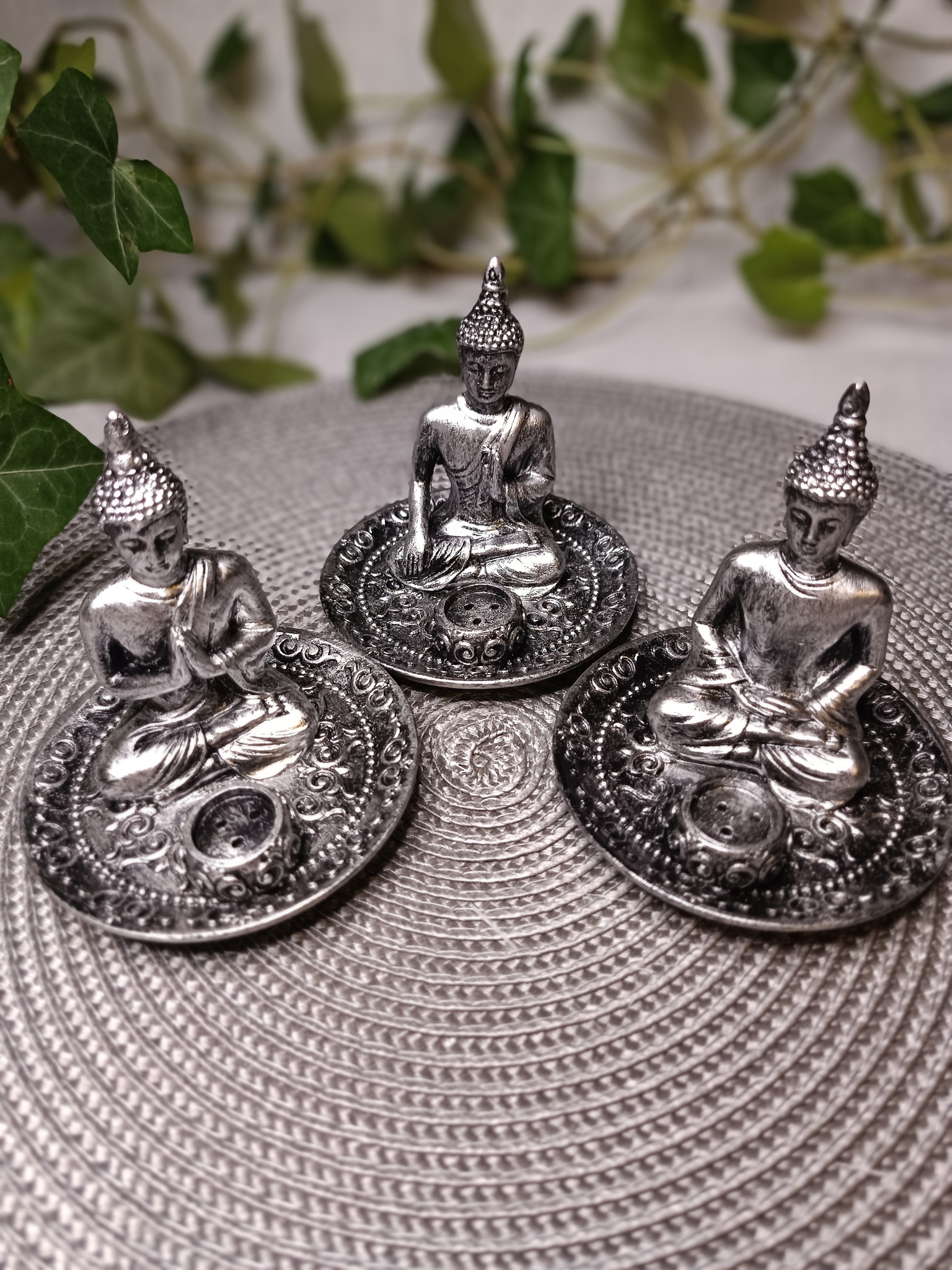Rökelsehållare Buddha, Silver