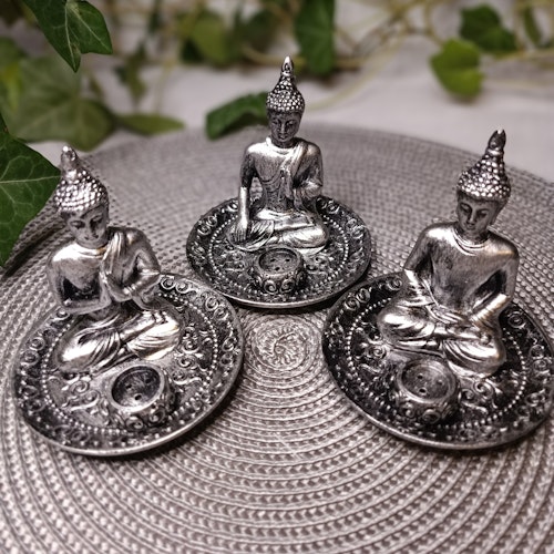 Rökelsehållare Buddha, Silver