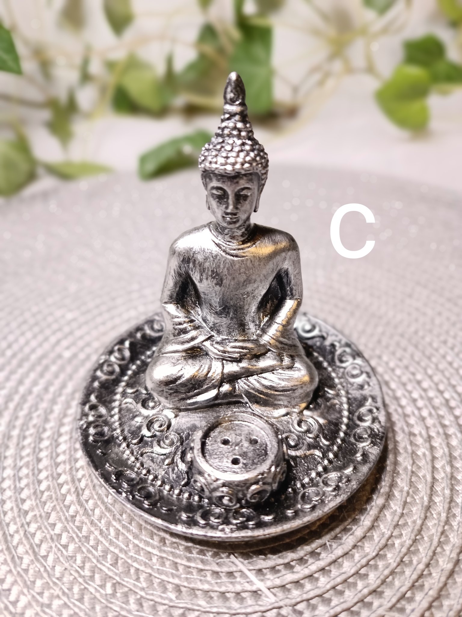 Rökelsehållare Buddha, Silver