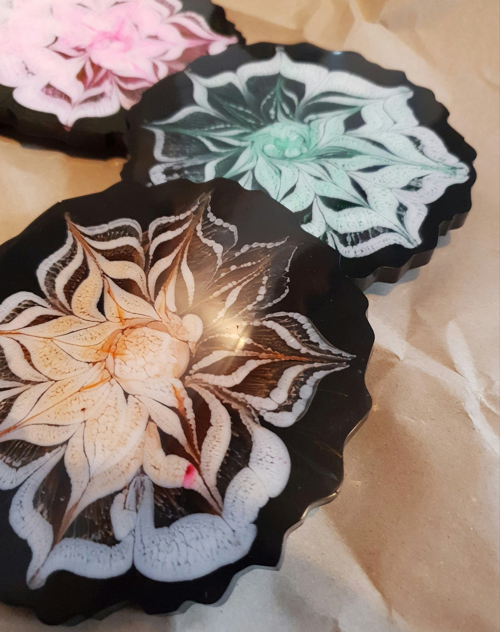 Glasunderlägg blommor