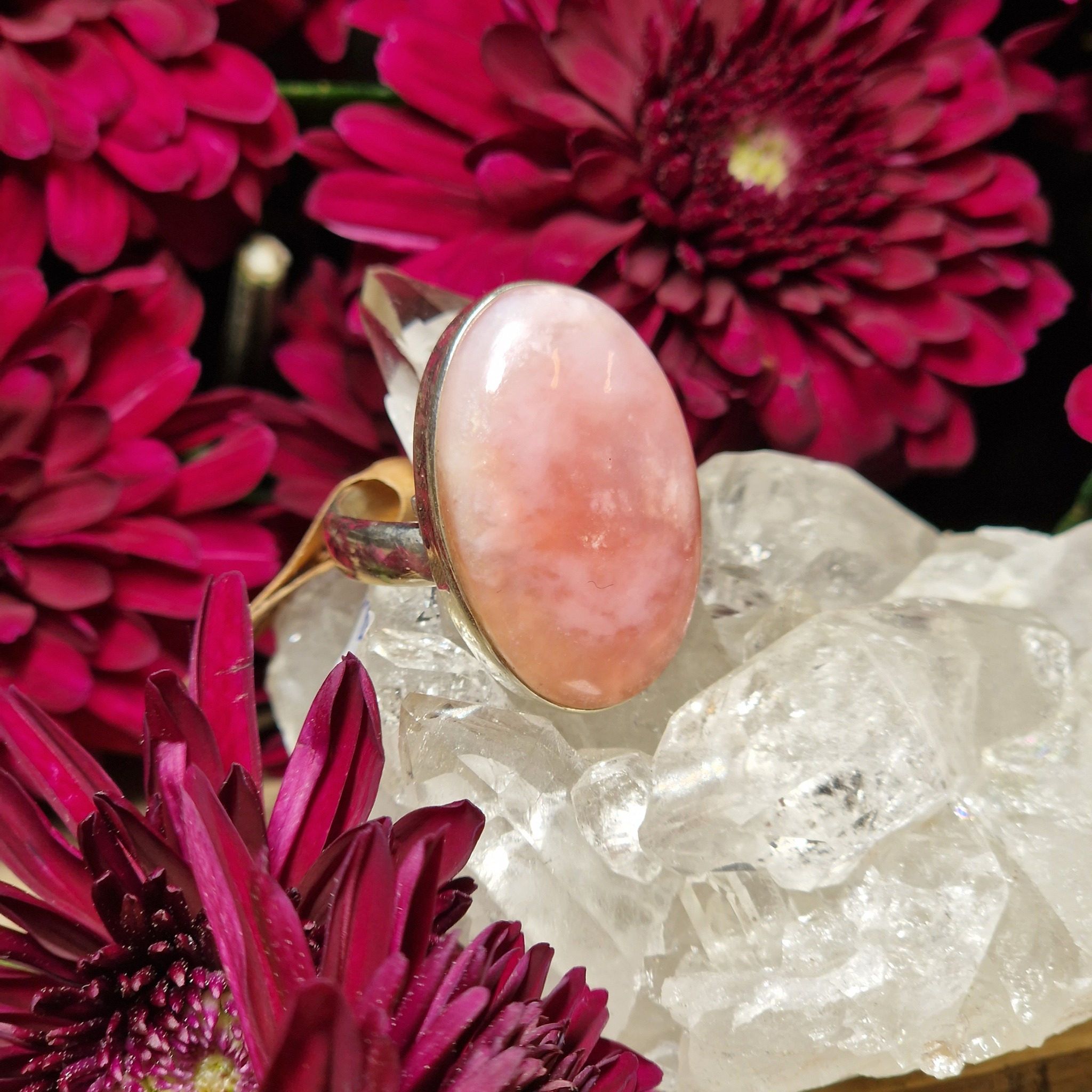 Rosa opal ställbar ring äkta silver 925 #2