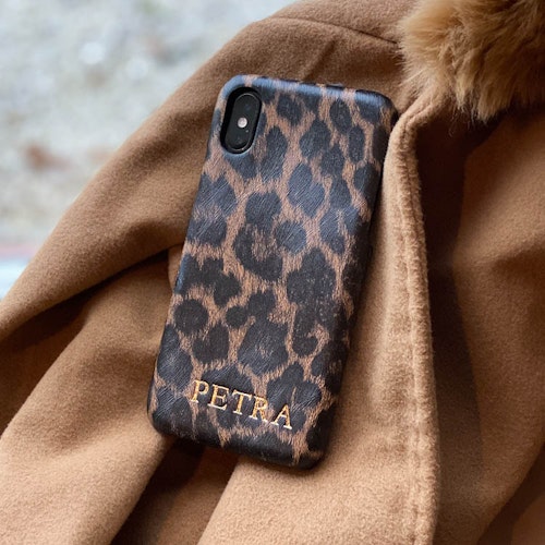 Leopard mobilcover med navn