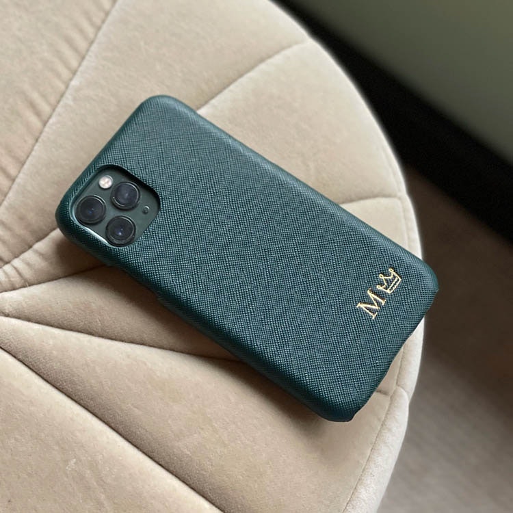 Dark Green mobilcover med navn