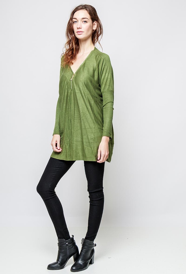 Tunika med dragkedja - Medium/Large - Kaki