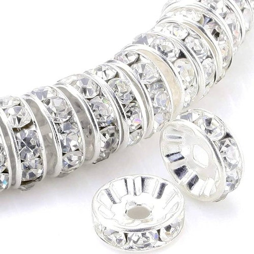 Strass-rondeller, silver, 6mm - 50p