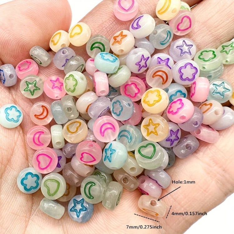 Glow-in-the-dark, färgad mix, 7mm - 50p
