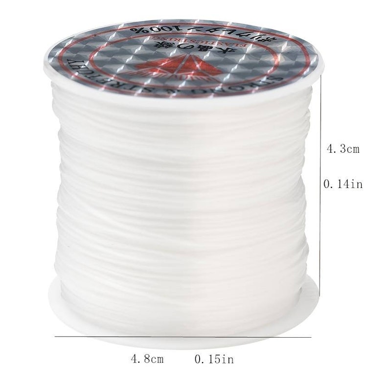 Elastisk tråd, vit - 0,8mm x 10m