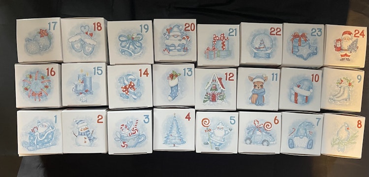Julkalender, ENDAST LÅDOR - blå