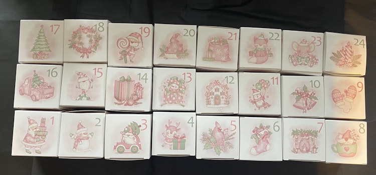 Julkalender, ENDAST LÅDOR - rosa