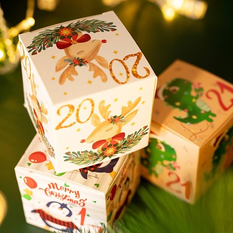 Julkalender, ENDAST LÅDOR - färgglad