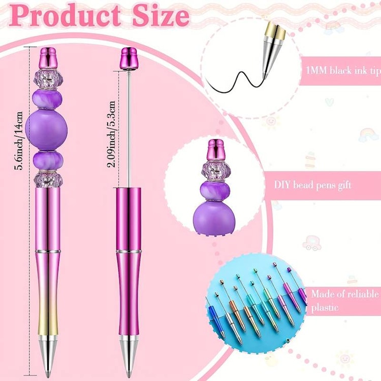 Pärlbar penna med extra stift - metallic - mörkblå