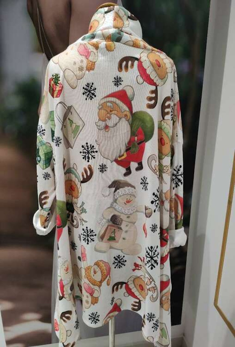 Tröja med tryck - Onesize plus - Vit med jultomte