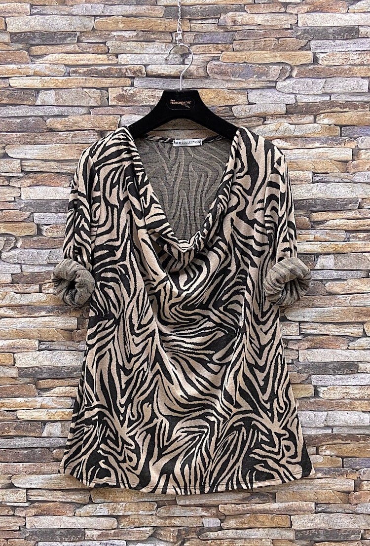 Tröja med Zebra-tryck - 38/40 - Beige
