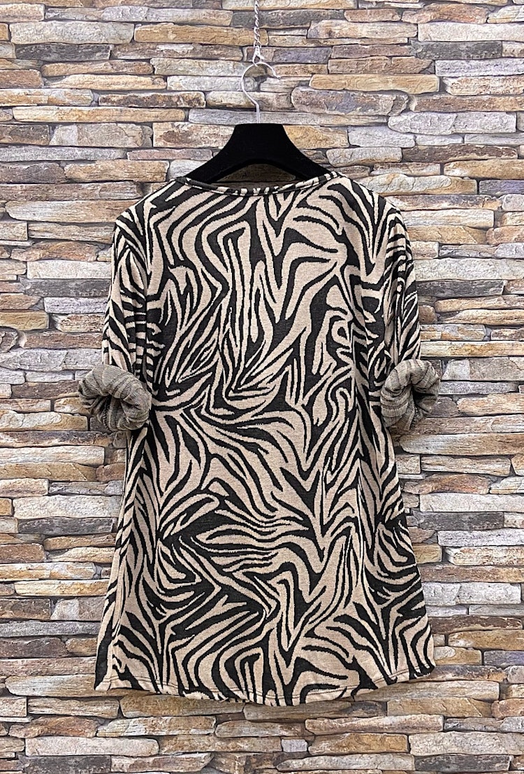 Tröja med Zebra-tryck - 38/40 - Beige