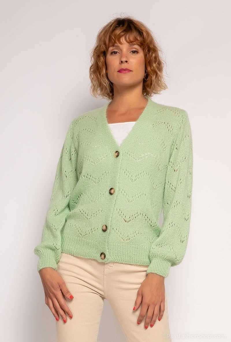 Stickad kofta - 38/40 - Ljusgrön - Freas fashion - Plussize, pyssel och  pärlor