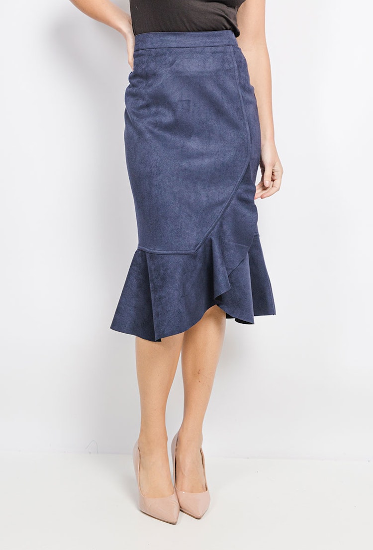 Kjol i mocka - 54/56 - Jeans