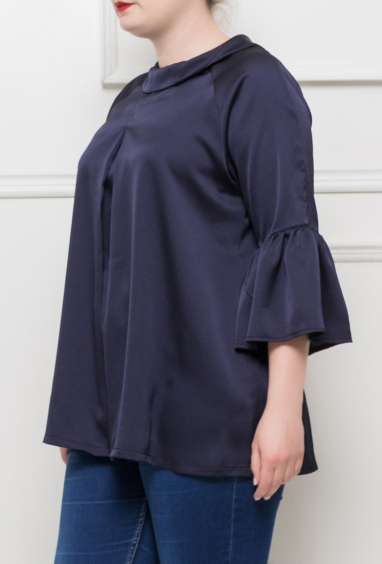 Blus med krage - 54/56 - Marin