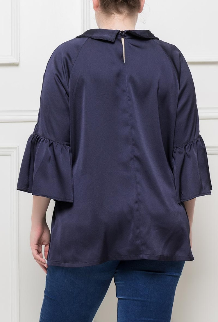 Blus med krage - 54/56 - Marin