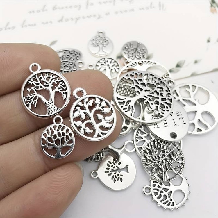 Mix av silver-berlocker - 30st