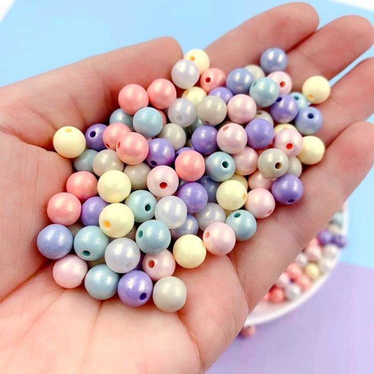 Pastellfärgade akrylpärlor, 6mm - 50p