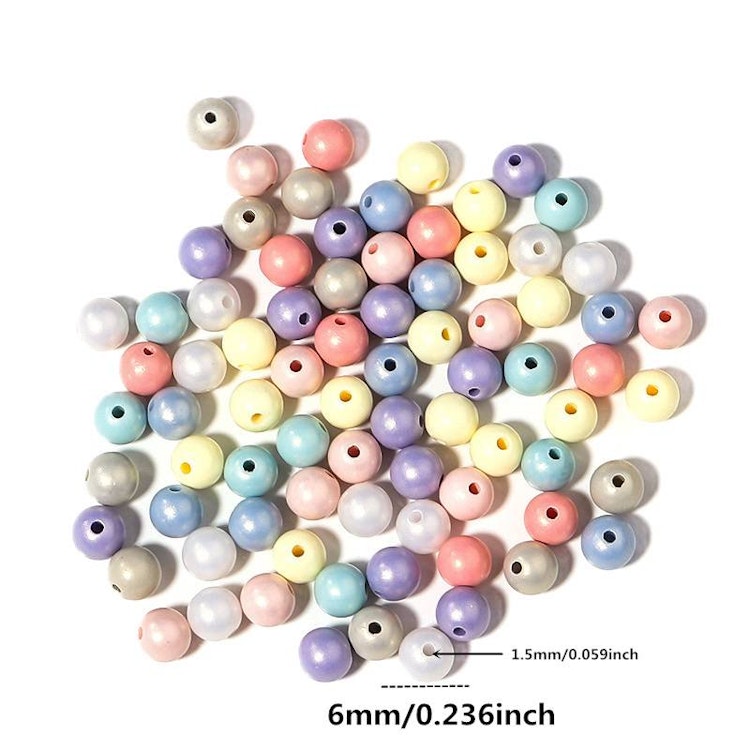 Pastellfärgade akrylpärlor, 6mm - 50p