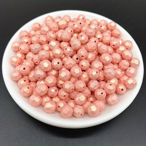Facetterad/matt, mörkrosa - 8mm, 20st