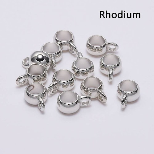 Berlock-hänge, plast, rodium - 8mm, 10st