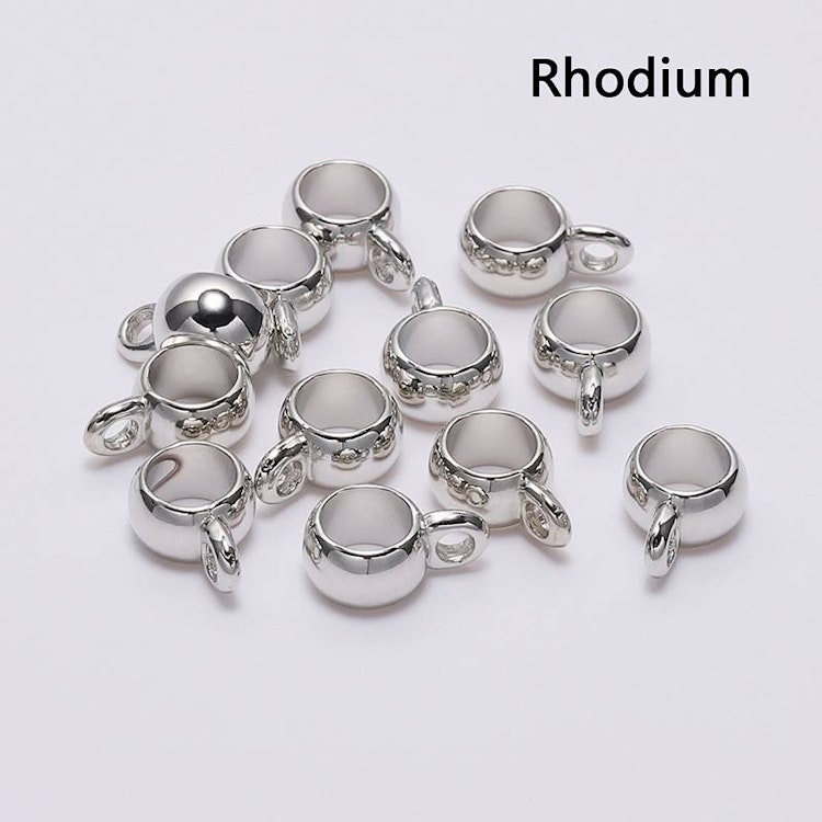 Berlock-hänge, plast, rodium - 8mm, 10st