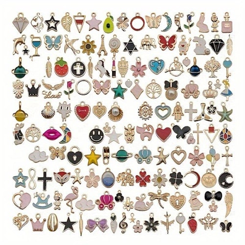 Mix av emaljerade berlocker - 30st