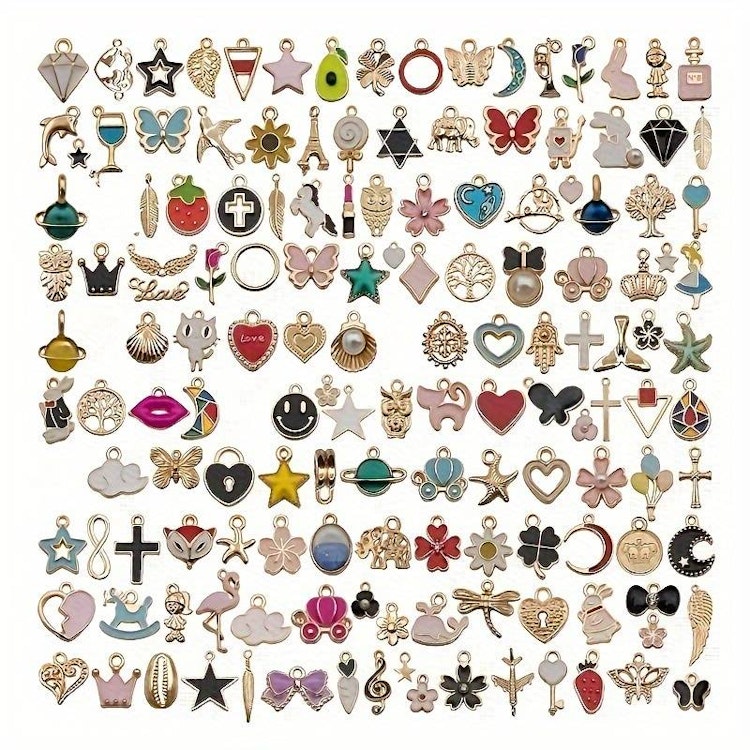Mix av emaljerade berlocker - 30st