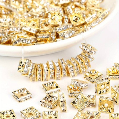 Fyrkantig guld - 8mm, 10st