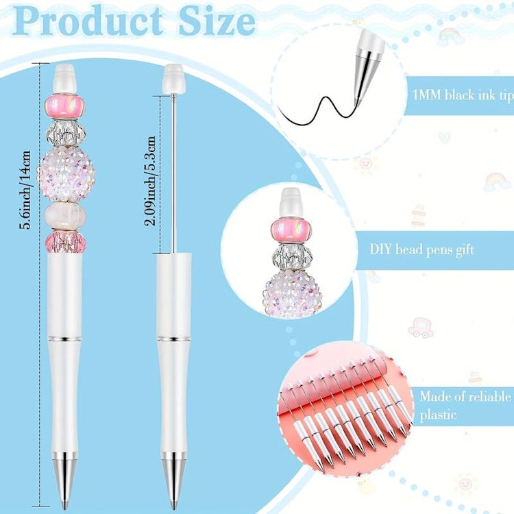 Pärlbar penna med extra stift - vit