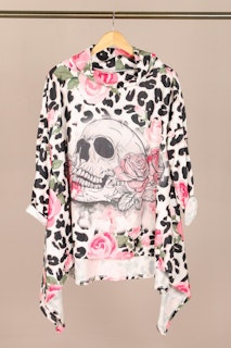 Polotröja med tryck - Onesize plus - Rosa döskalle