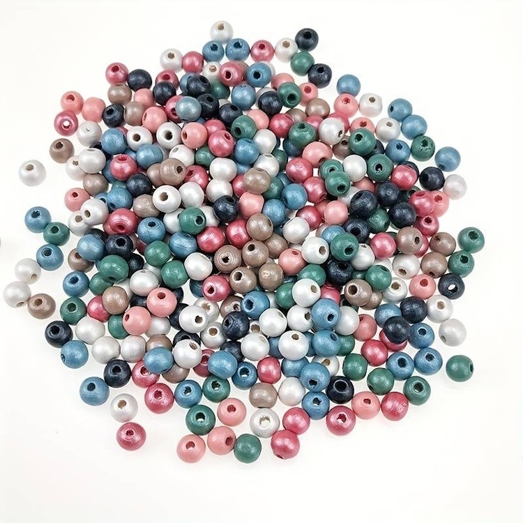 Pärlemorfärgad träpärla, 8mm - 50st