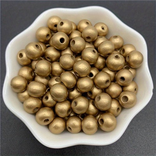 Träpärla guld, 8mm - 25st