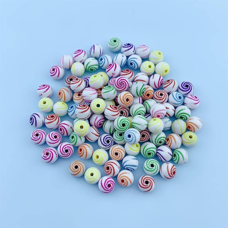 Spiralpärla, mix, 8mm - 50p
