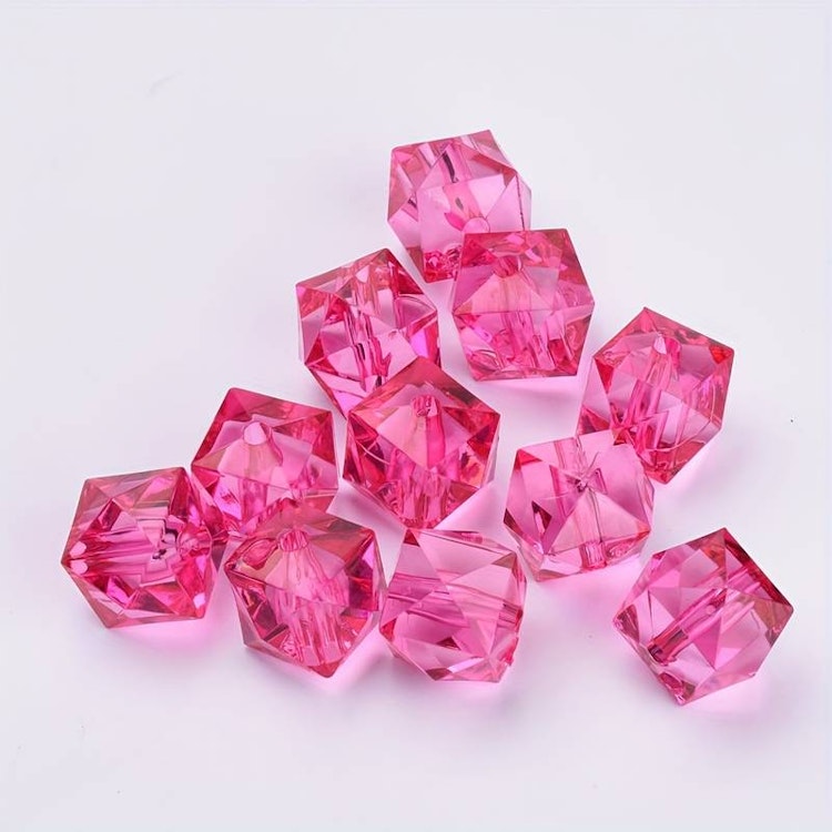 Polygon, mörkrosa, 8mm - 50p
