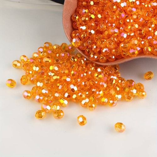 Facetterad kristall-imitation, orange, 8mm - 50p