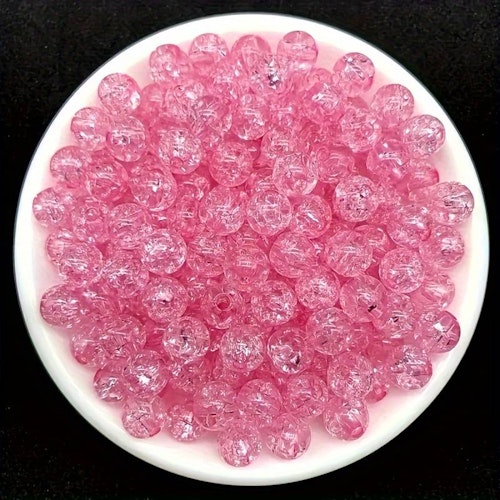 Krackelerad akryl, 8mm, 50p - Rosa