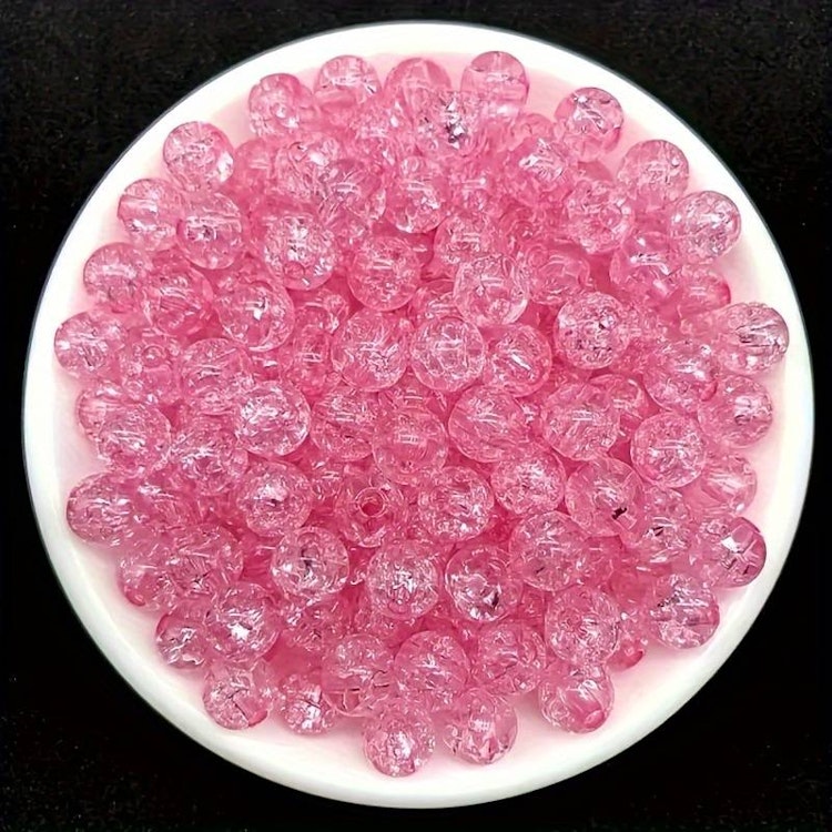 Krackelerad akryl, 8mm, 50p - Rosa