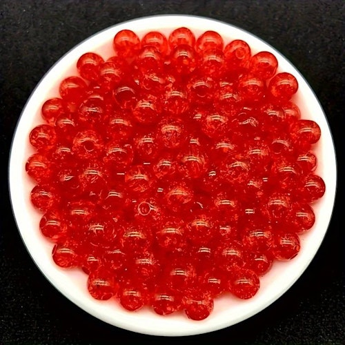 Krackelerad akryl, 8mm, 50p - Röd