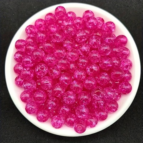 Krackelerad akryl, 8mm, 50p - Rosenröd